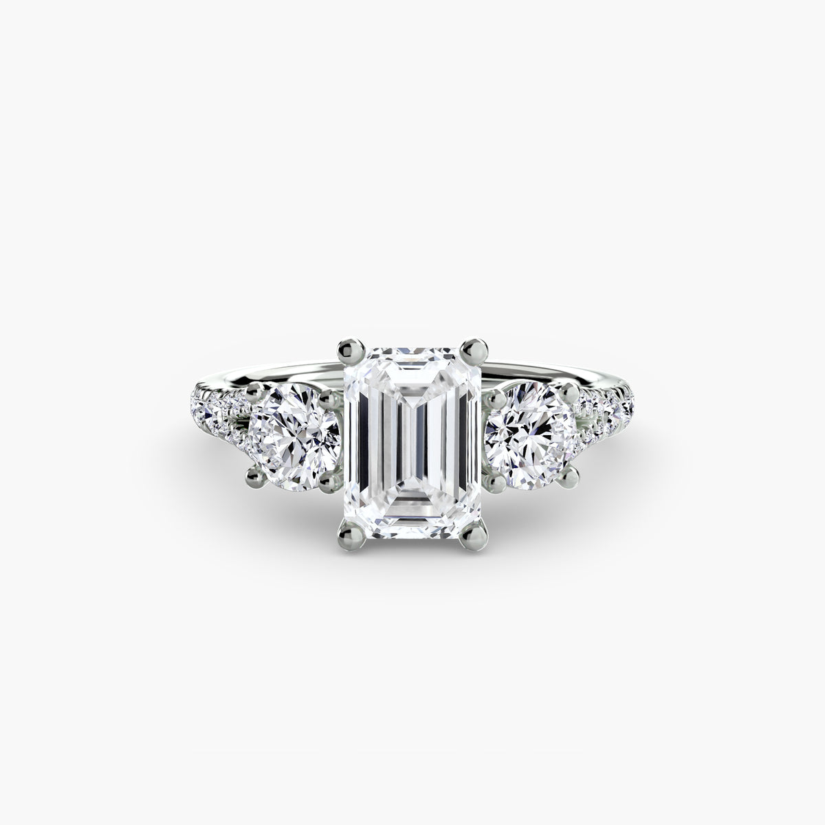 Bague Trois Pierres avec Anneau Pavé (Modèle 3)
