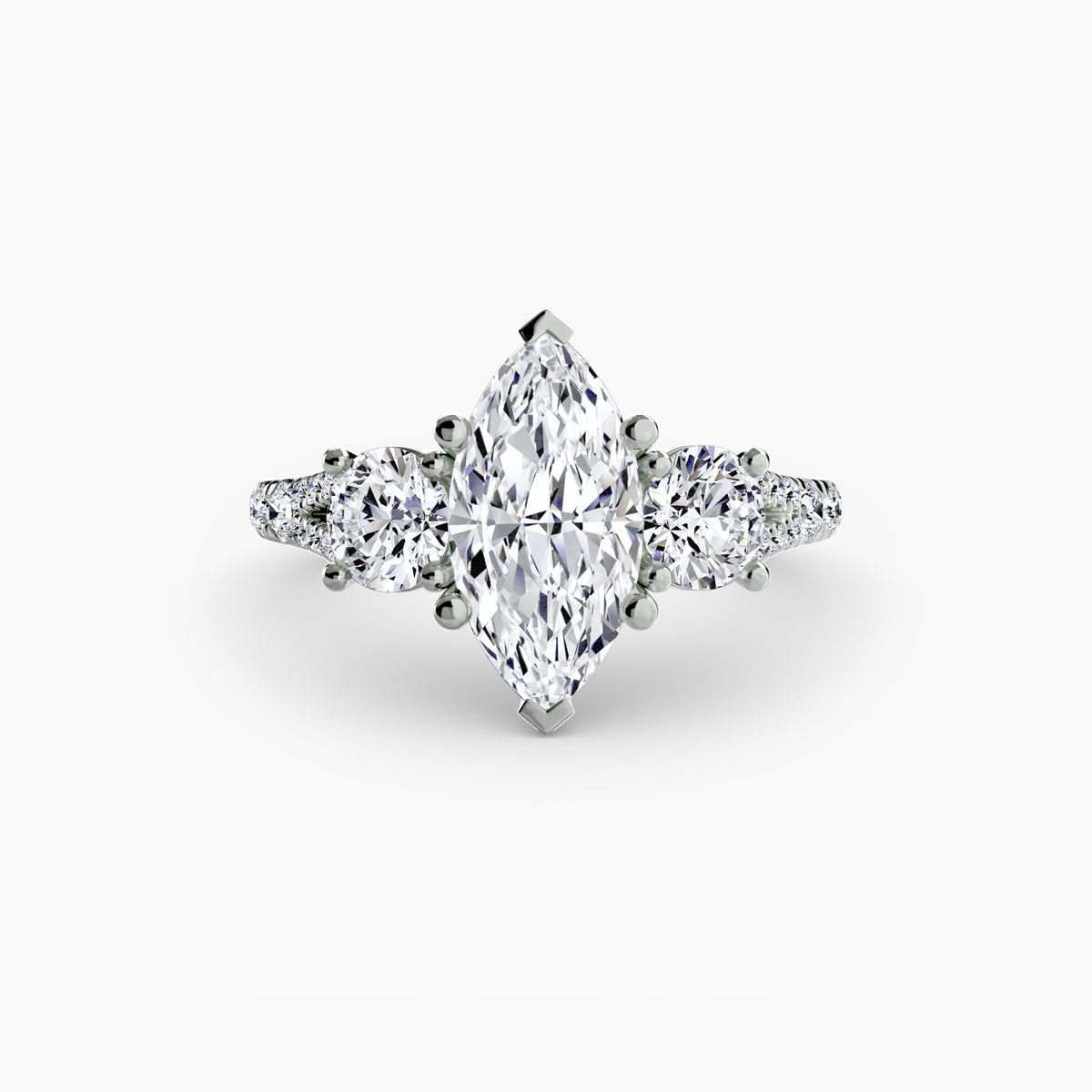 Bague Trois Pierres avec Anneau Pavé (Modèle 3)