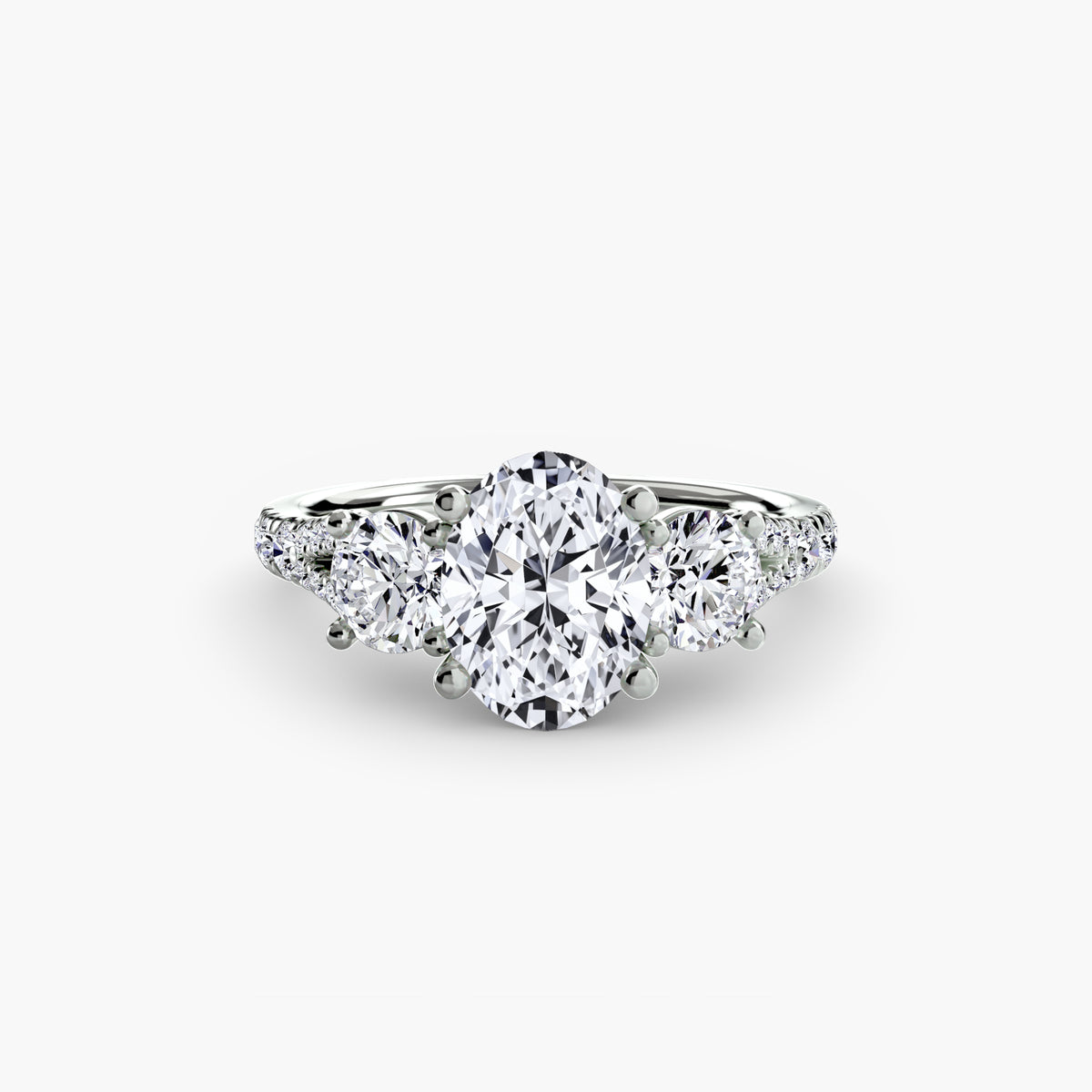 Bague Trois Pierres avec Anneau Pavé (Modèle 3)