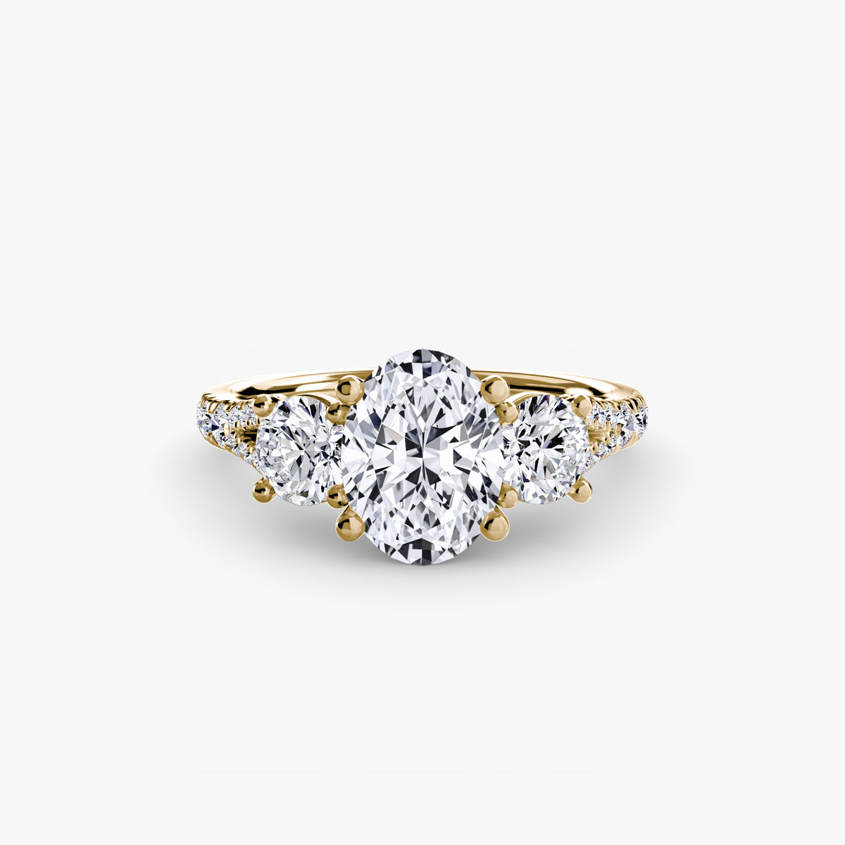 Bague Trois Pierres avec Anneau Pavé (Modèle 3)