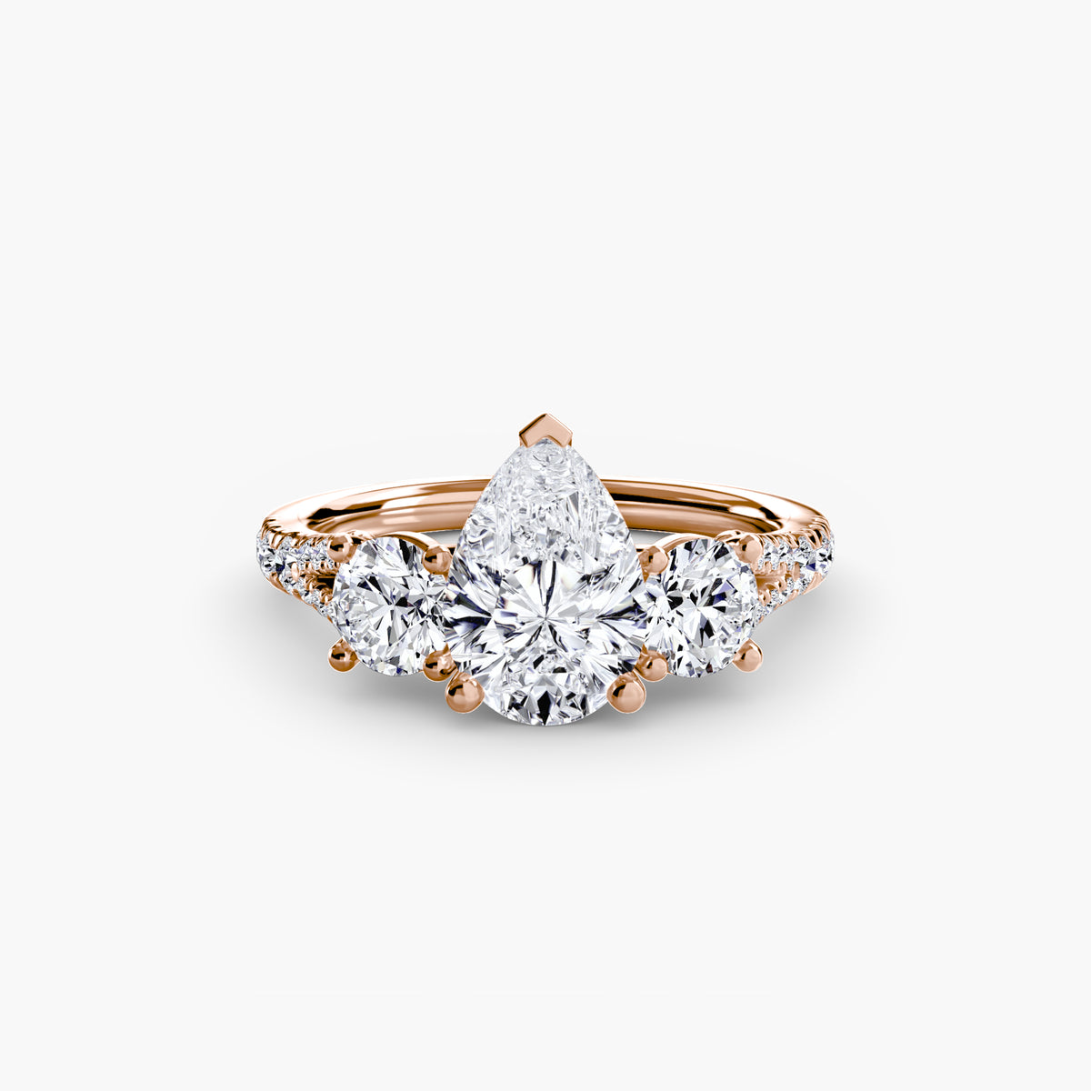 Bague Trois Pierres avec Anneau Pavé (Modèle 3)