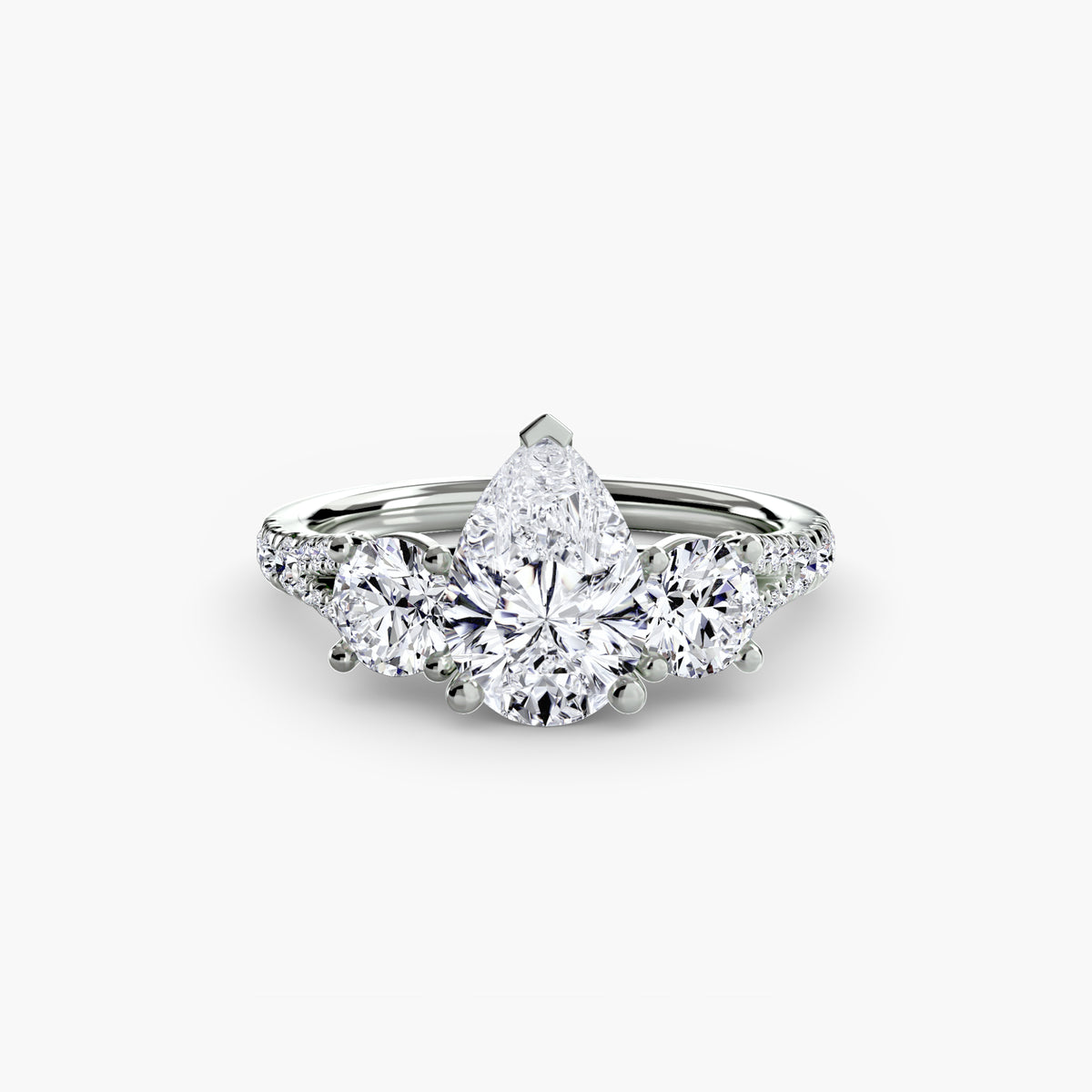 Bague Trois Pierres avec Anneau Pavé (Modèle 3)