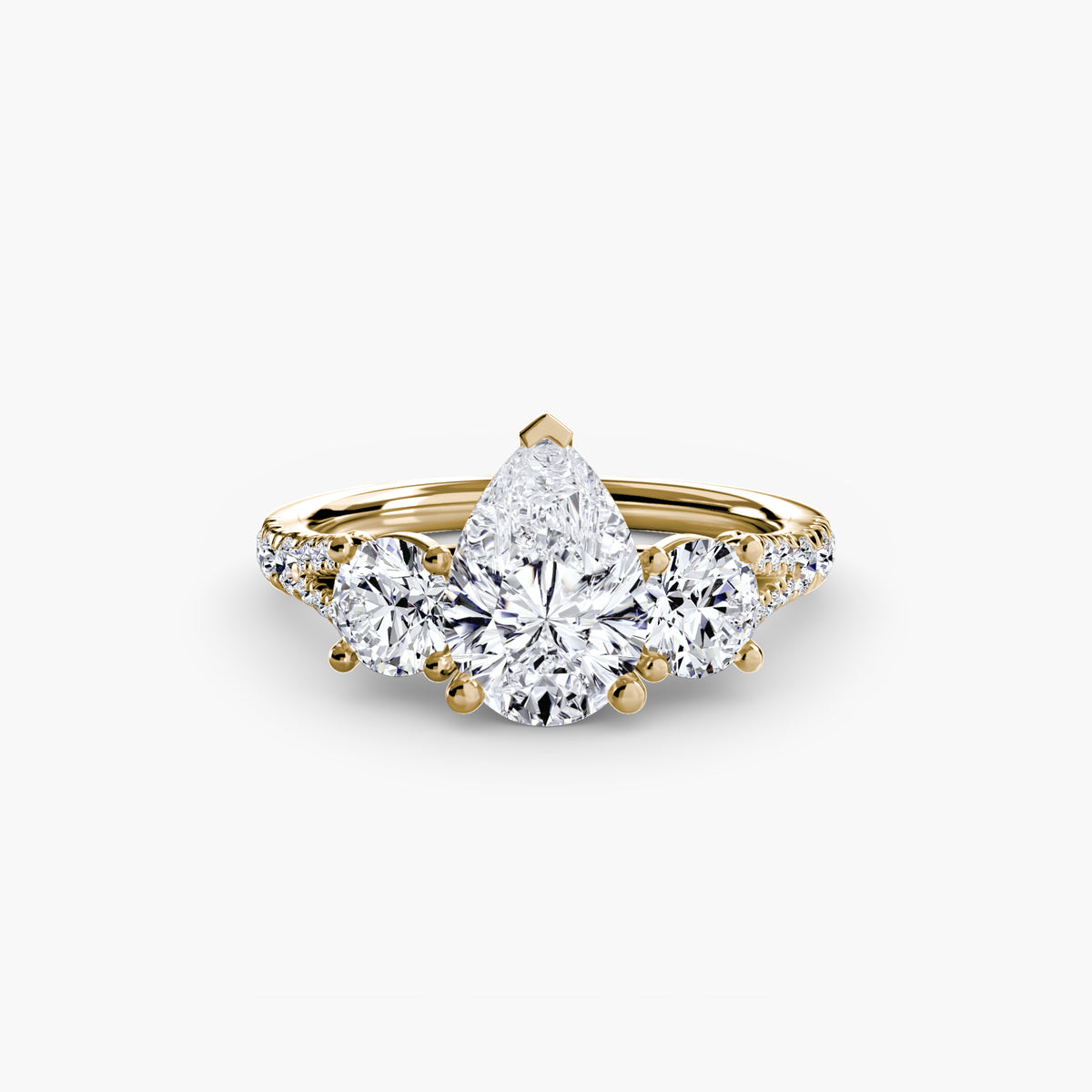 Bague Trois Pierres avec Anneau Pavé (Modèle 3)