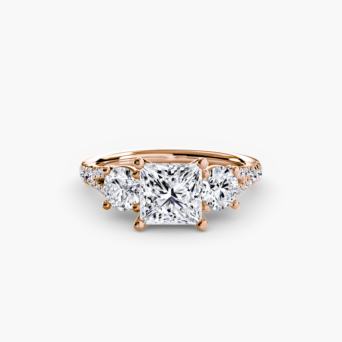 Bague Trois Pierres avec Anneau Pavé (Modèle 3)