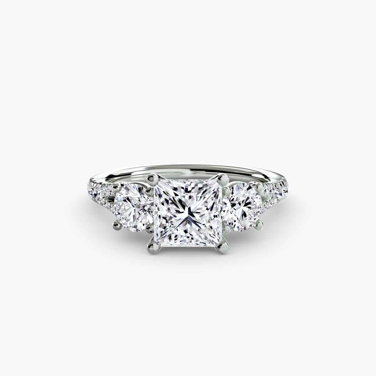 Bague Trois Pierres avec Anneau Pavé (Modèle 3)