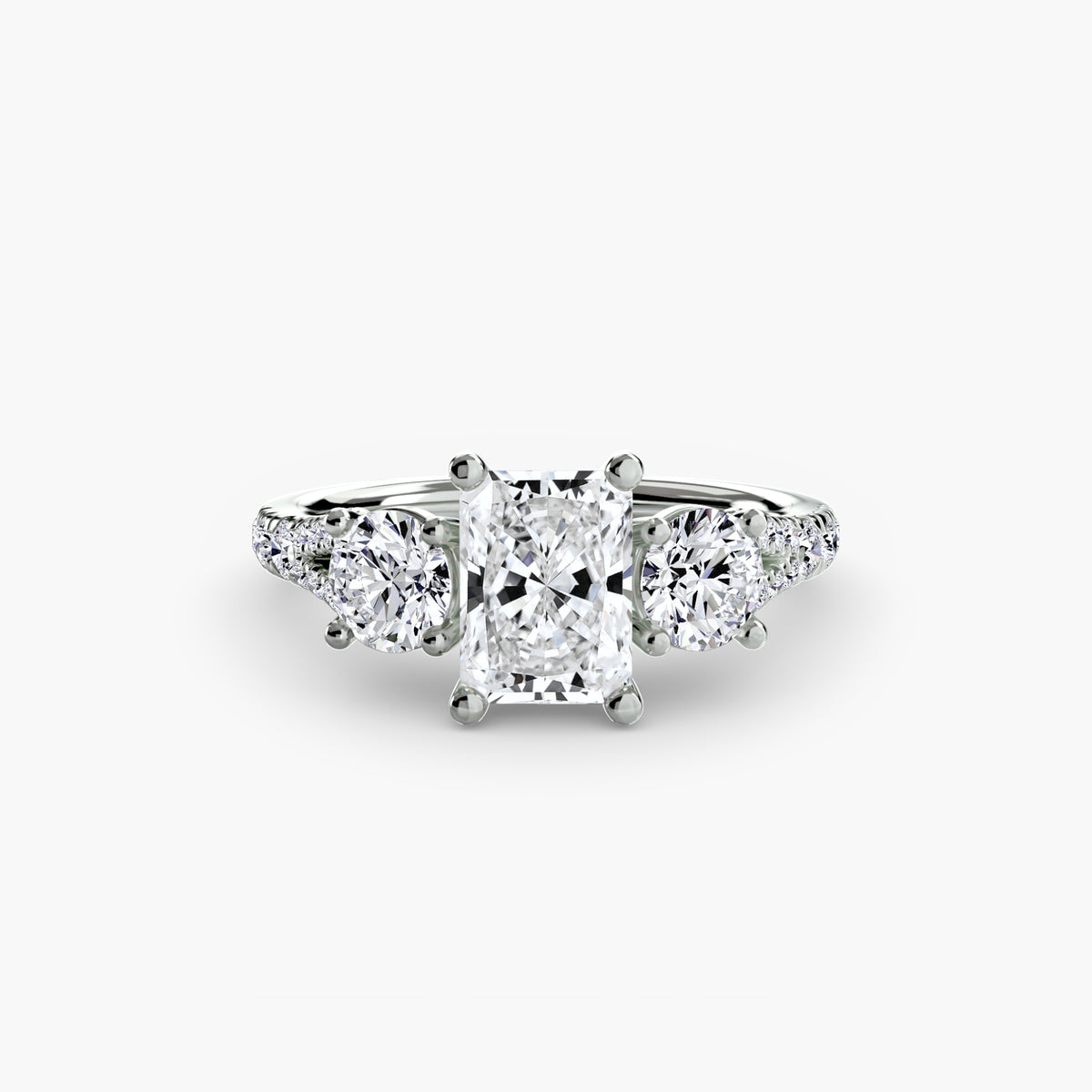 Bague Trois Pierres avec Anneau Pavé (Modèle 3)