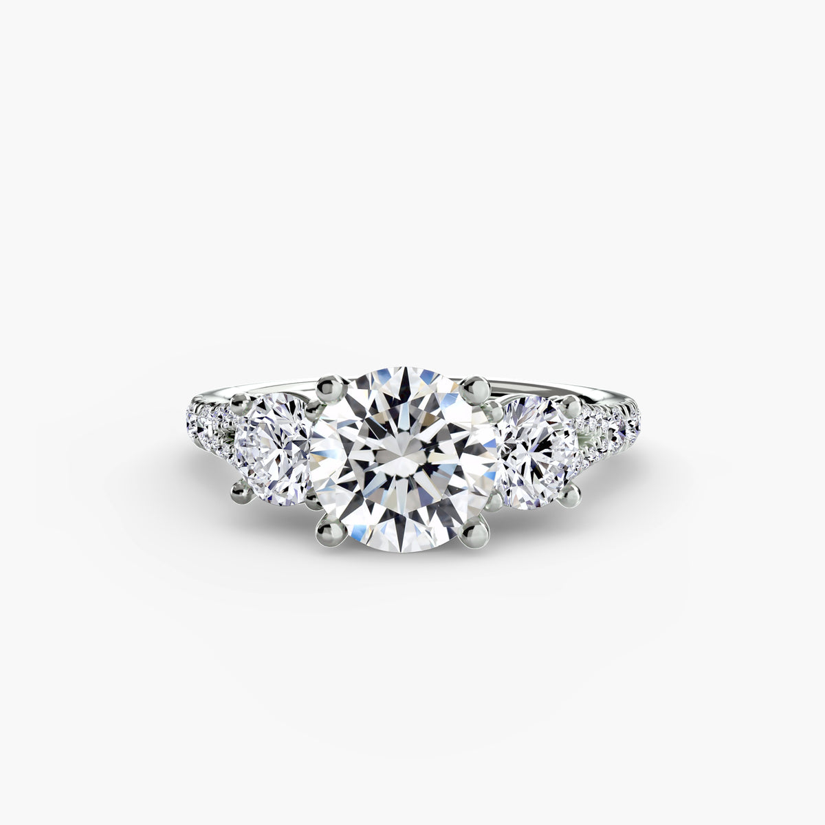 Bague Trois Pierres avec Anneau Pavé (Modèle 3)