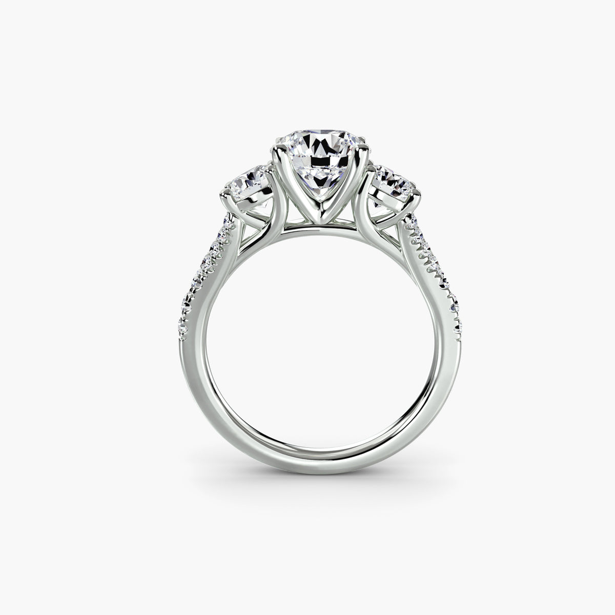 Bague Trois Pierres avec Anneau Pavé (Modèle 3)