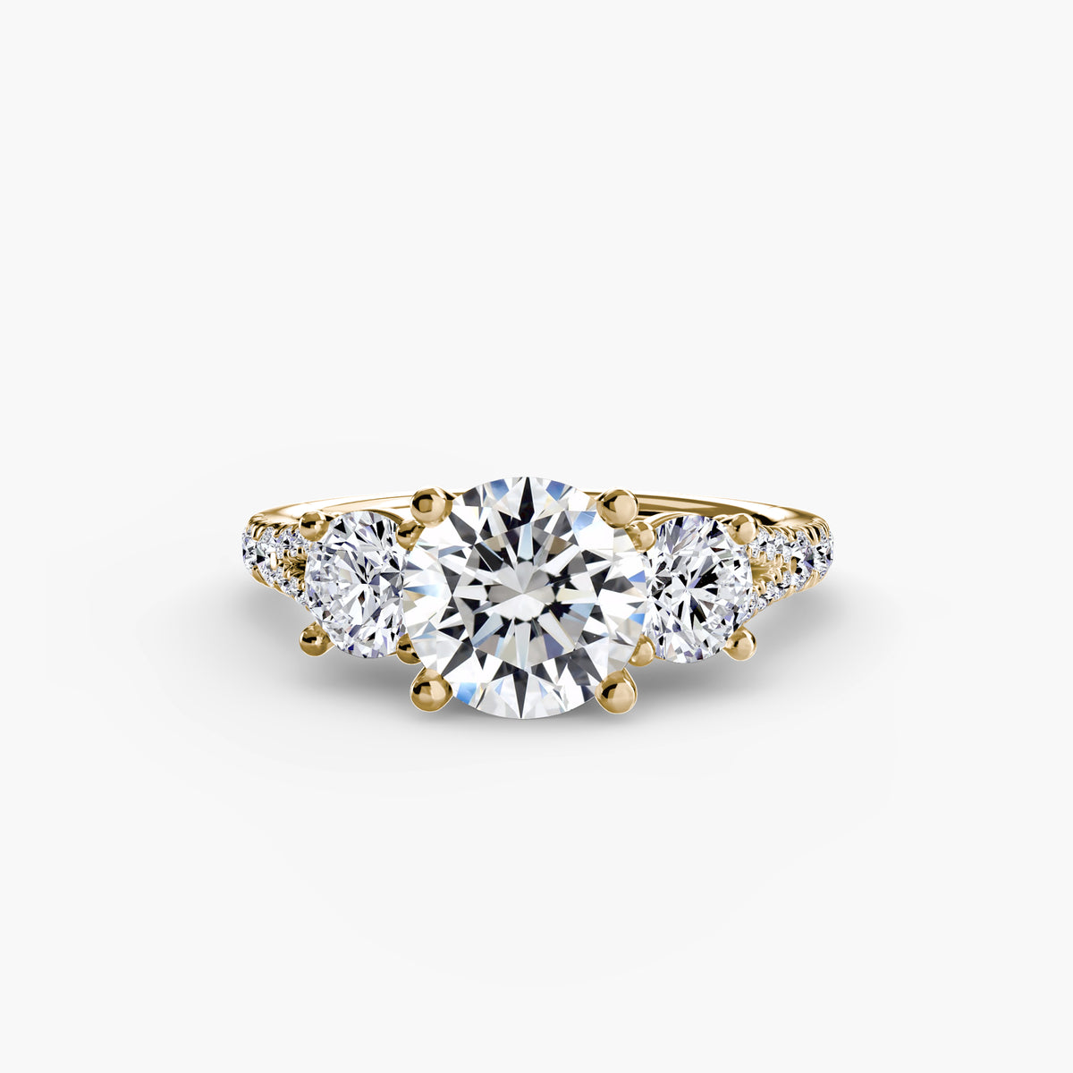 Bague Trois Pierres avec Anneau Pavé (Modèle 3)