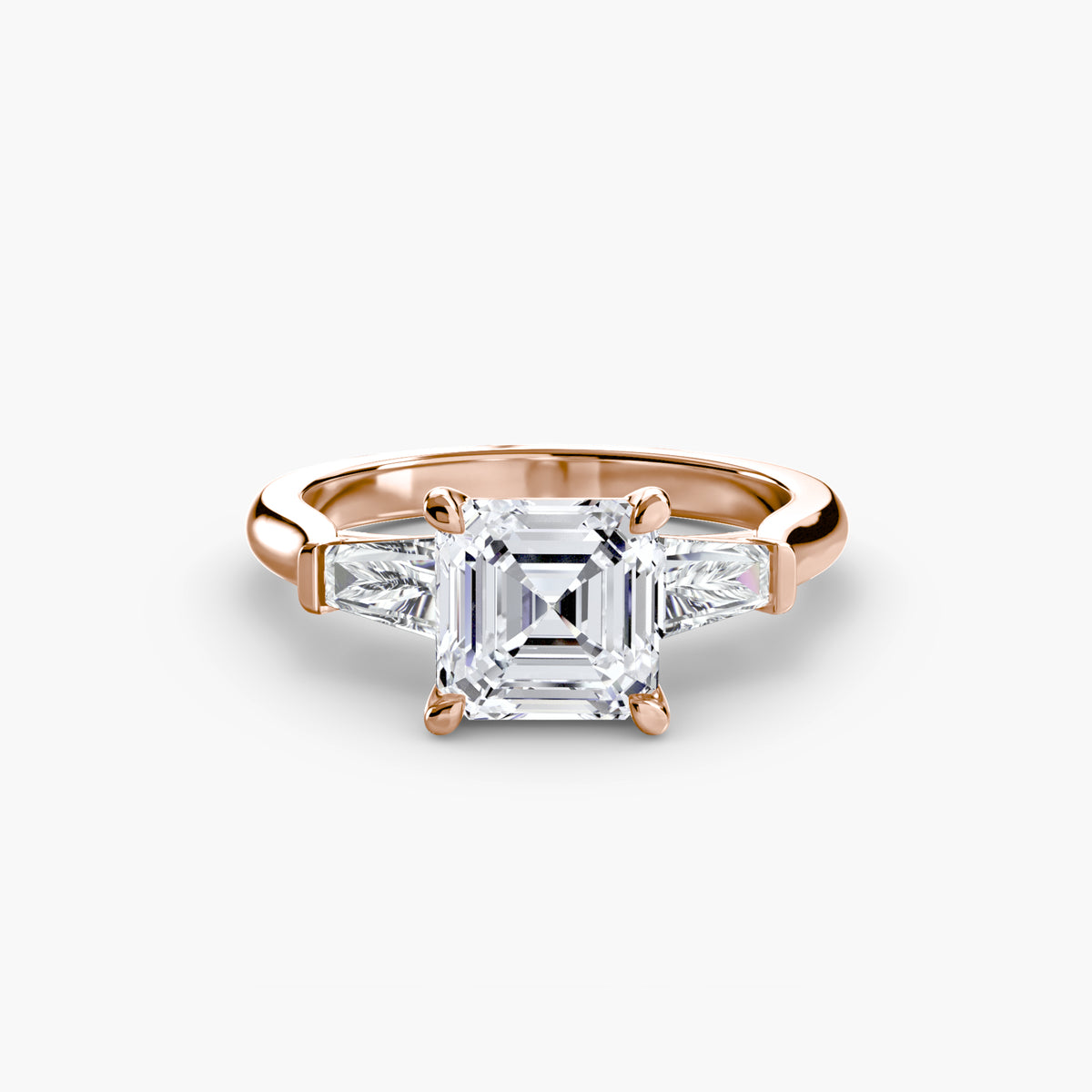 Bague Trois Pierres avec Baguettes Latérales