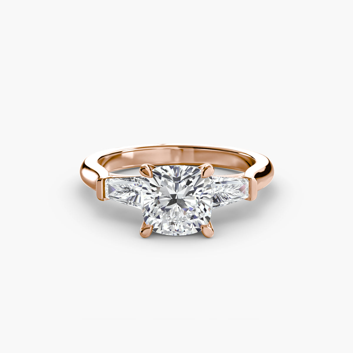 Bague Trois Pierres avec Baguettes Latérales