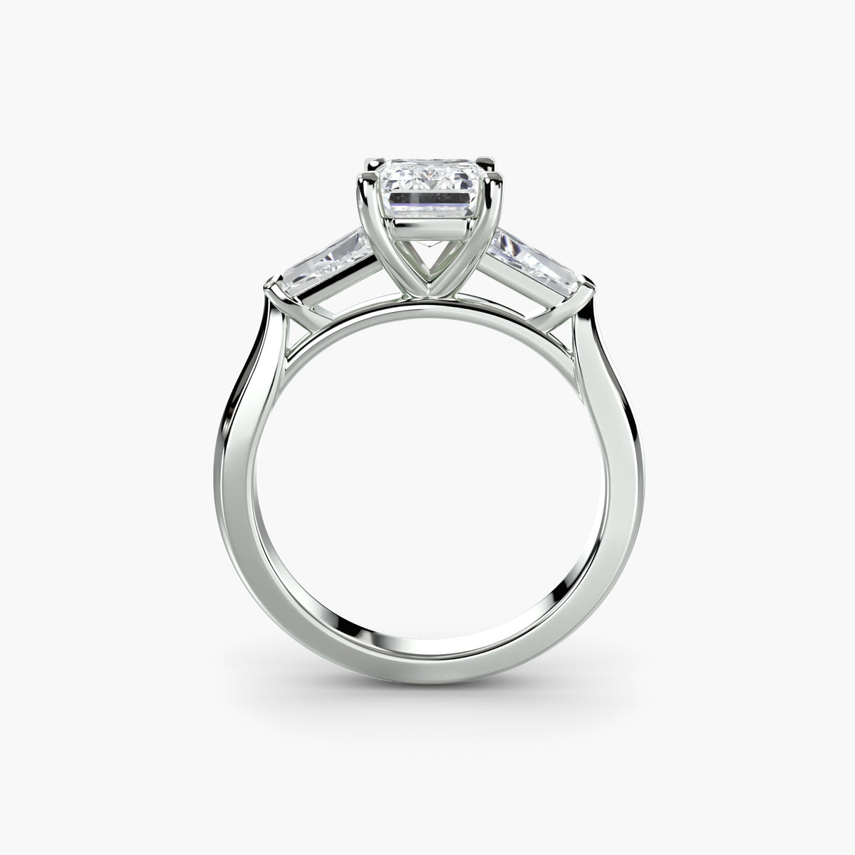Bague Trois Pierres avec Baguettes Latérales 2 ct