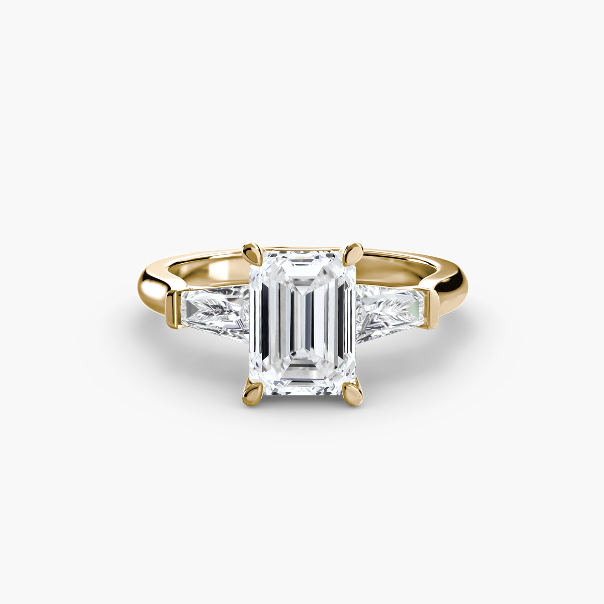 Bague Trois Pierres avec Baguettes Latérales