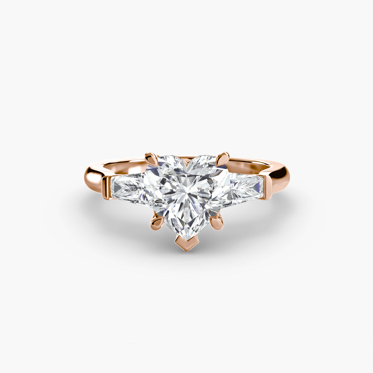 Bague Trois Pierres avec Baguettes Latérales