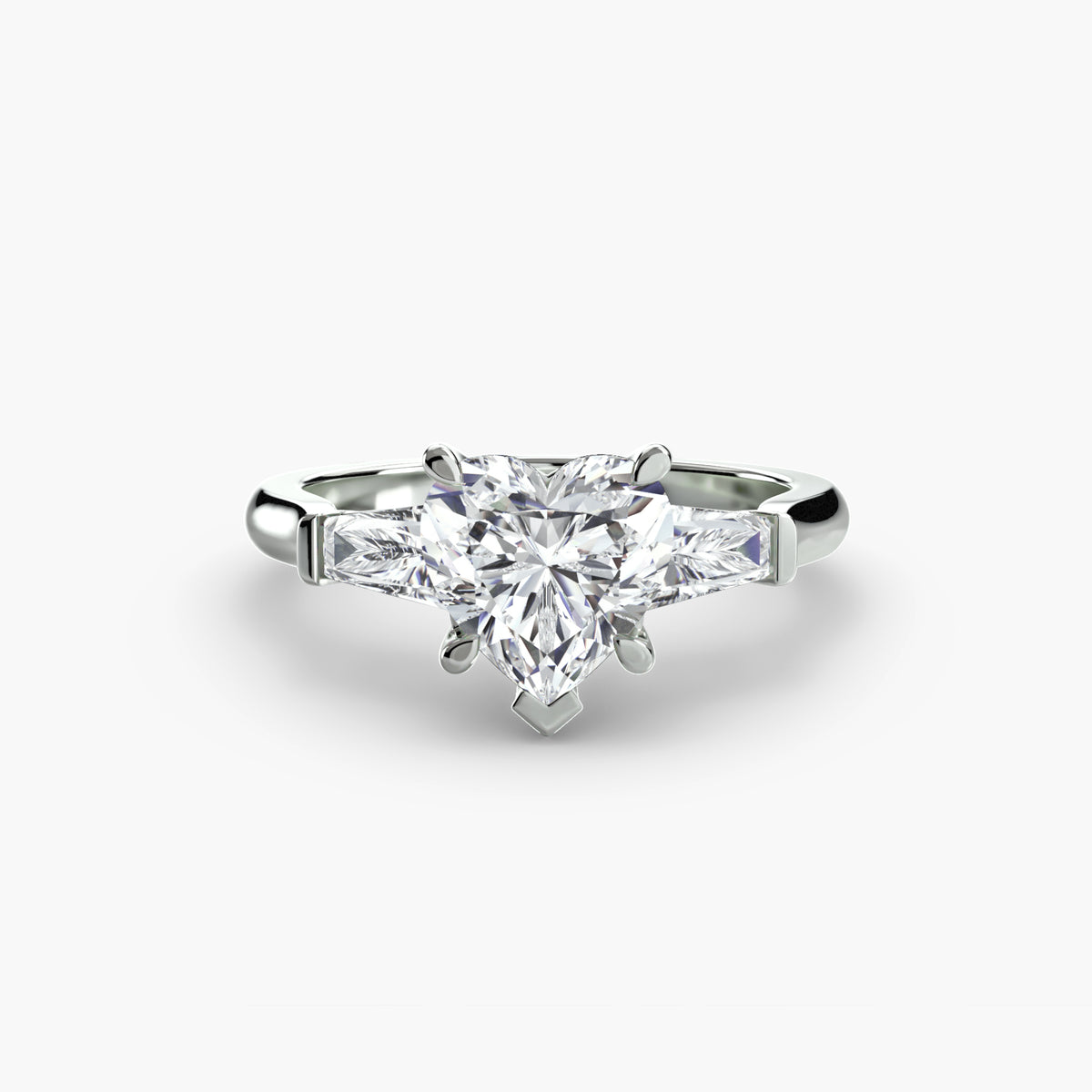 Bague Trois Pierres avec Baguettes Latérales