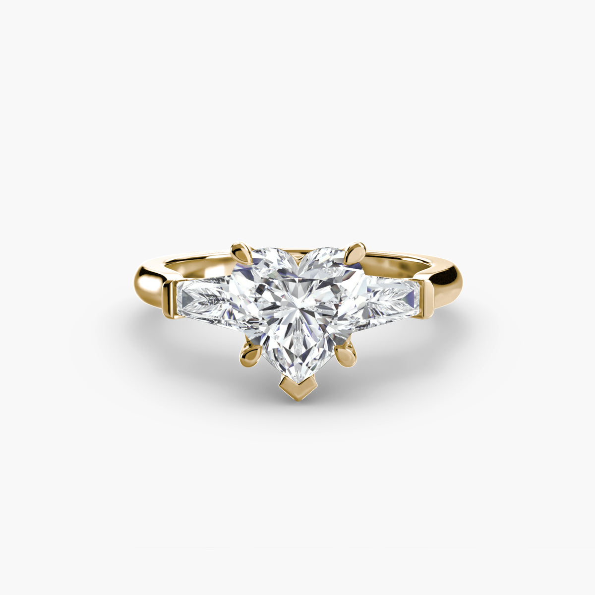 Bague Trois Pierres avec Baguettes Latérales
