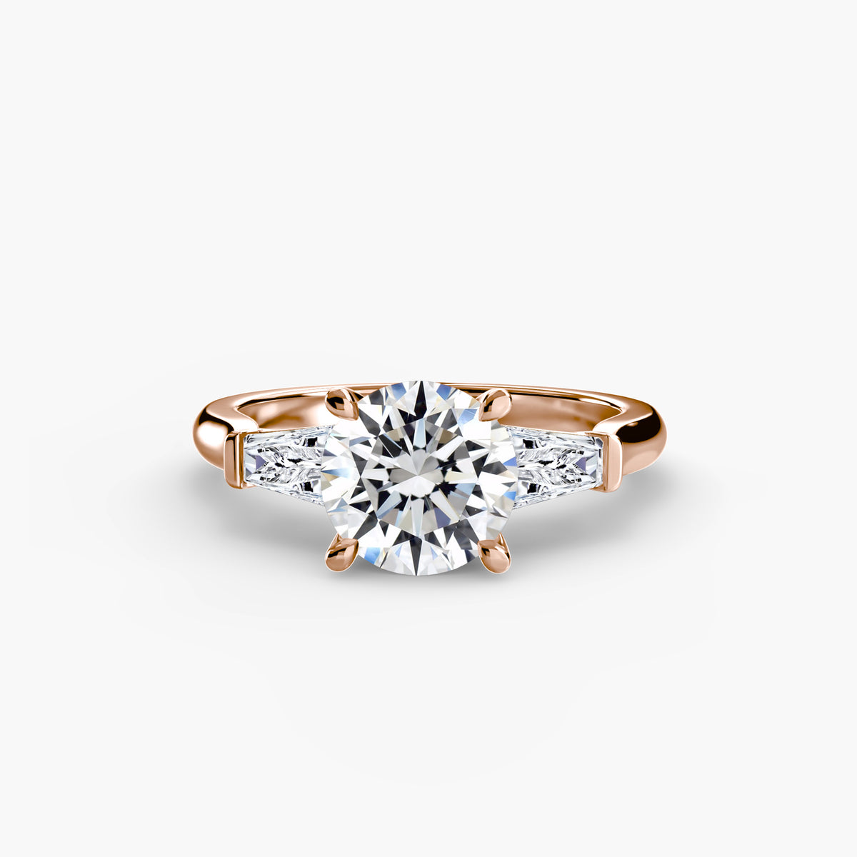 Bague Trois Pierres avec Baguettes Latérales
