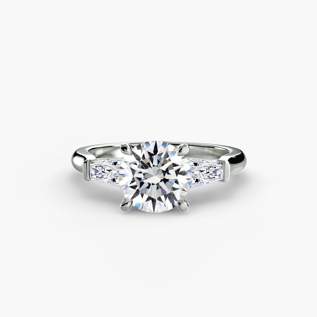 Bague Trois Pierres avec Baguettes Latérales