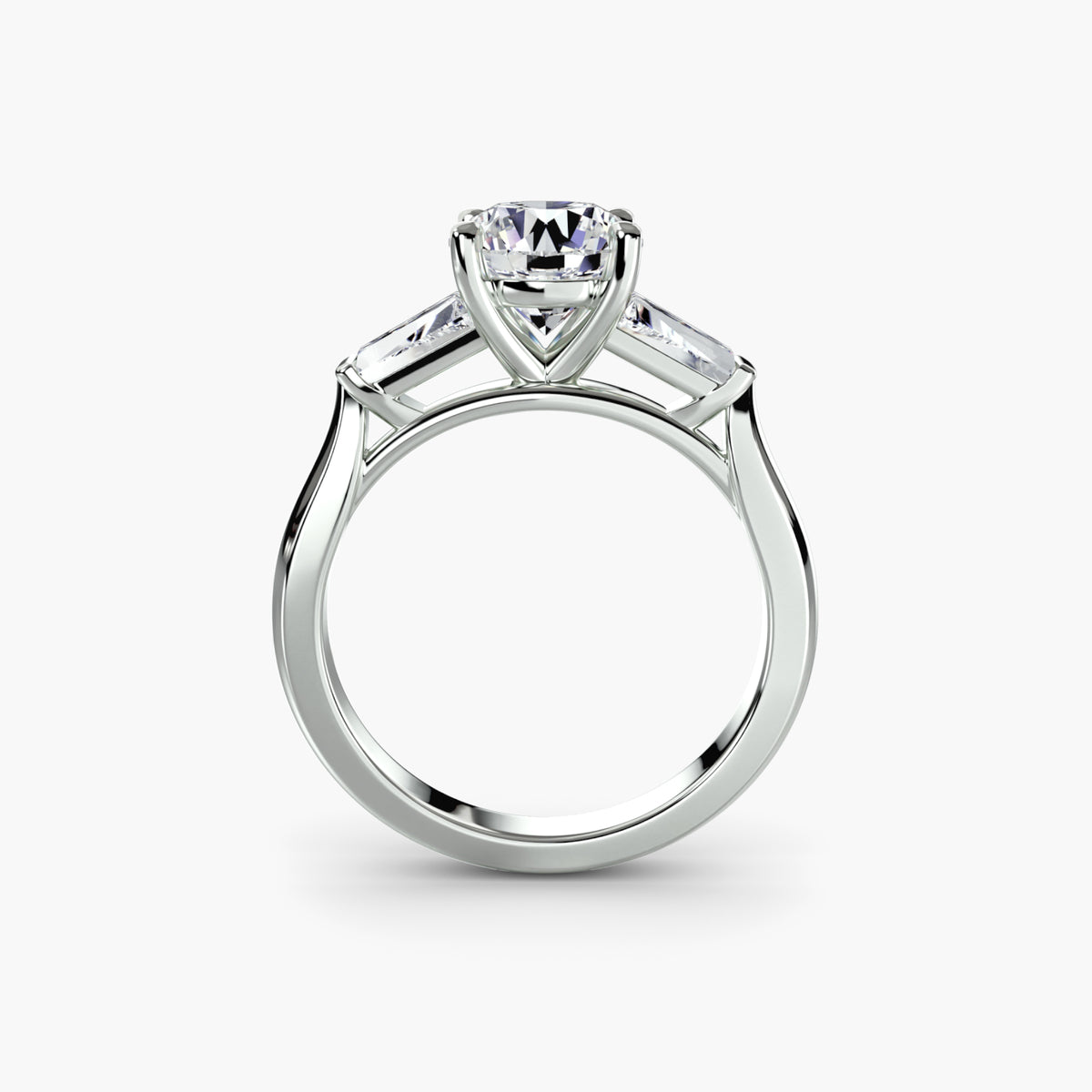 Bague Trois Pierres avec Baguettes Latérales