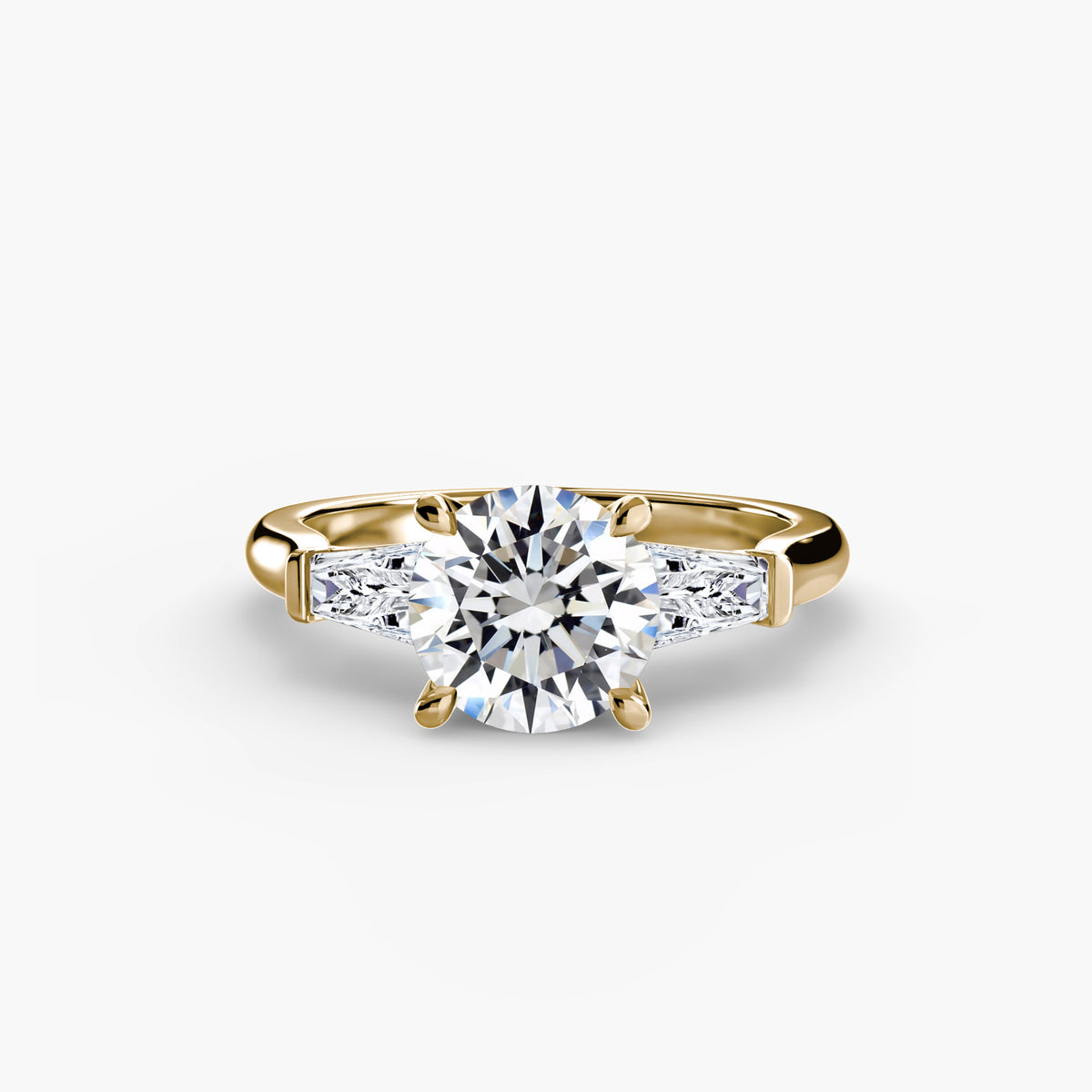 Bague Trois Pierres avec Baguettes Latérales