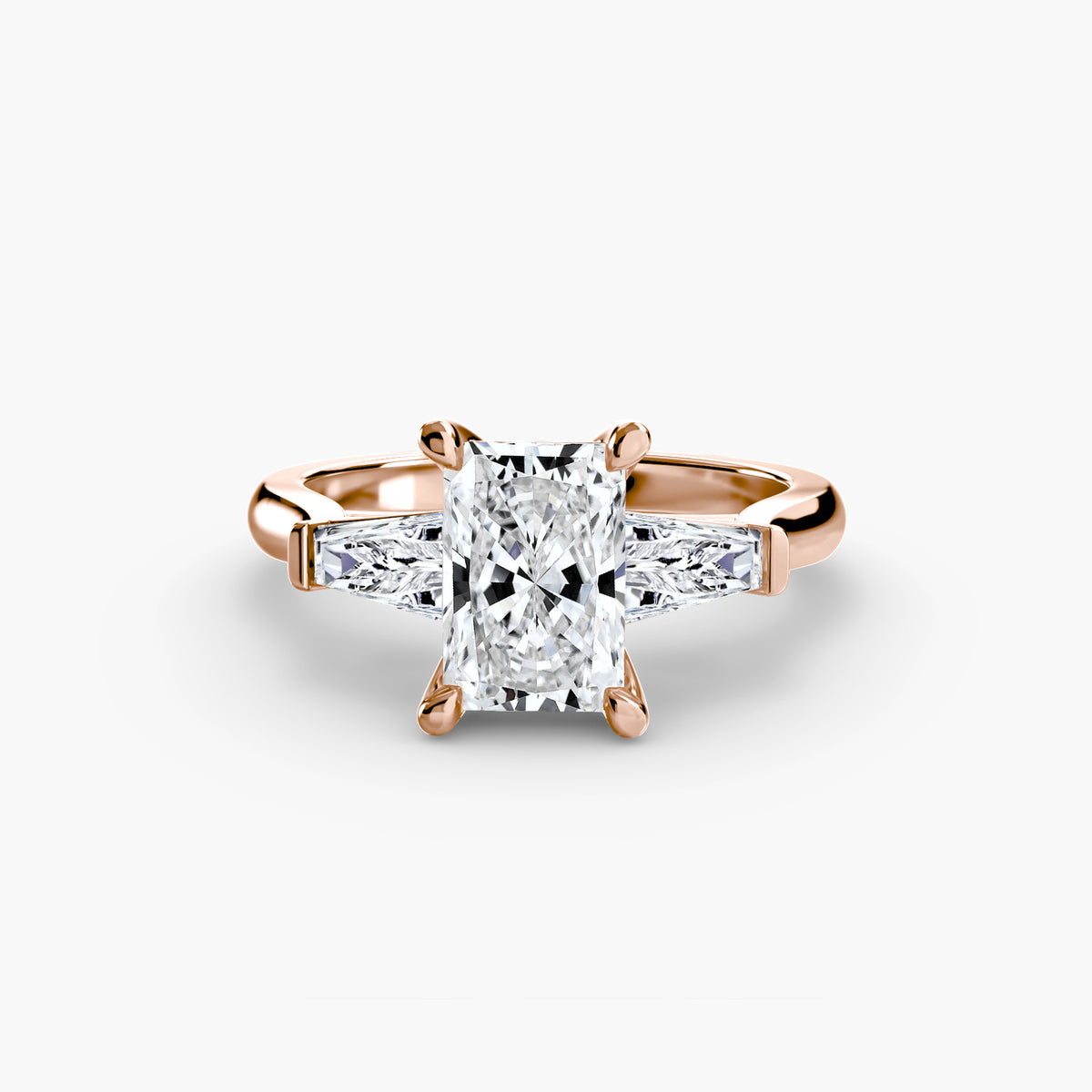 Bague Trois Pierres avec Baguettes Latérales (Modèle 2)