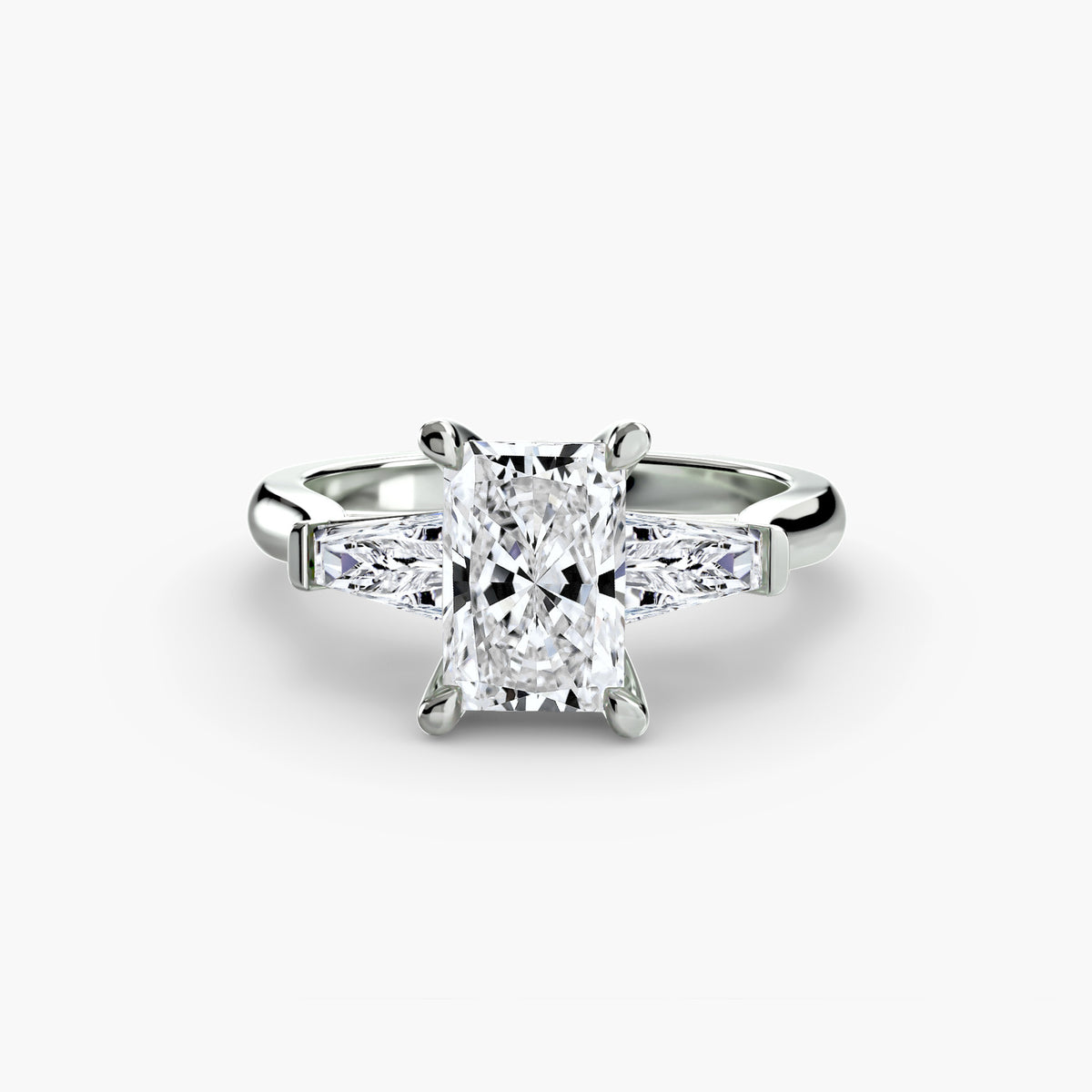 Bague Trois Pierres avec Baguettes Latérales (Modèle 2)