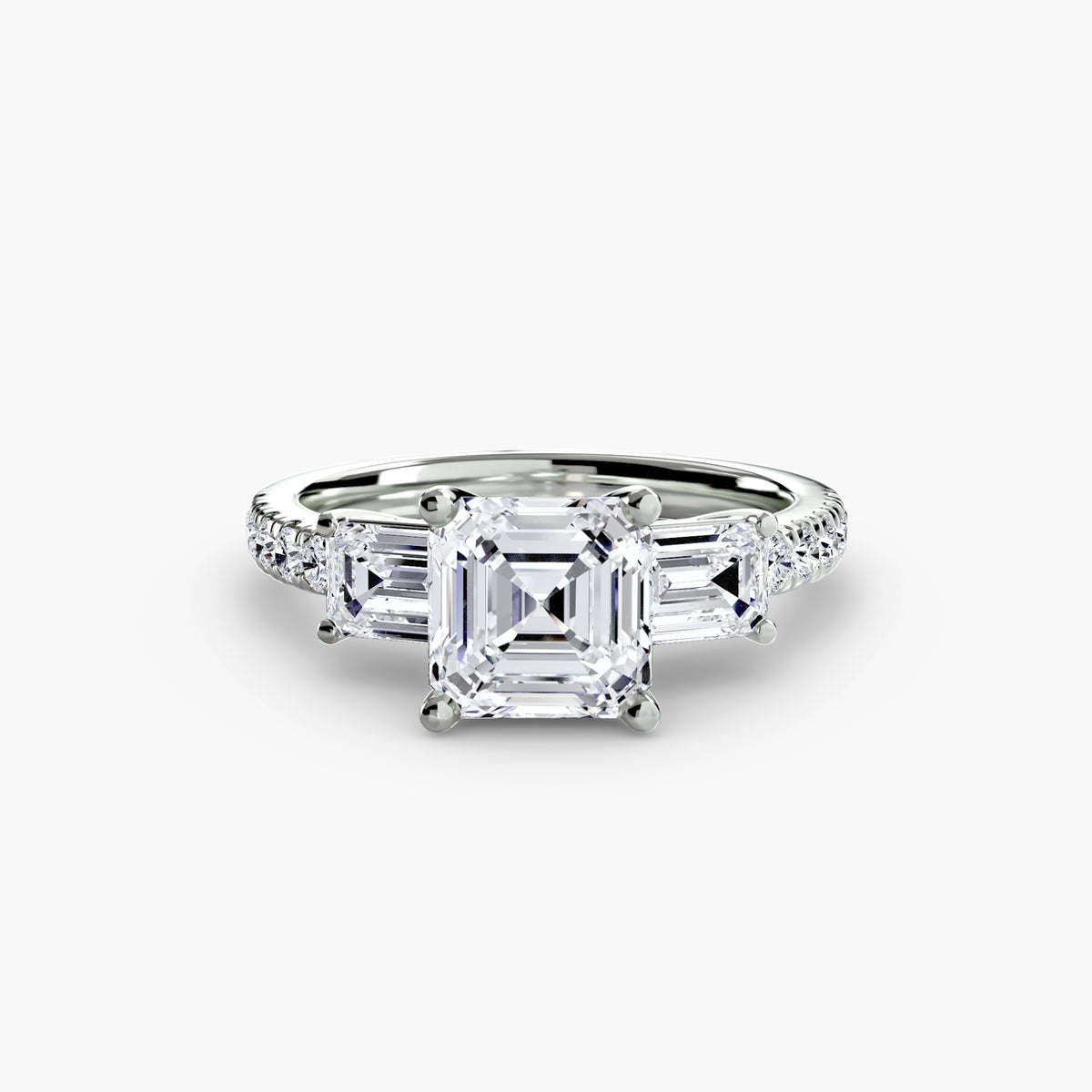 Bague Trois Pierres avec Anneau Pavé (Modèle 4)