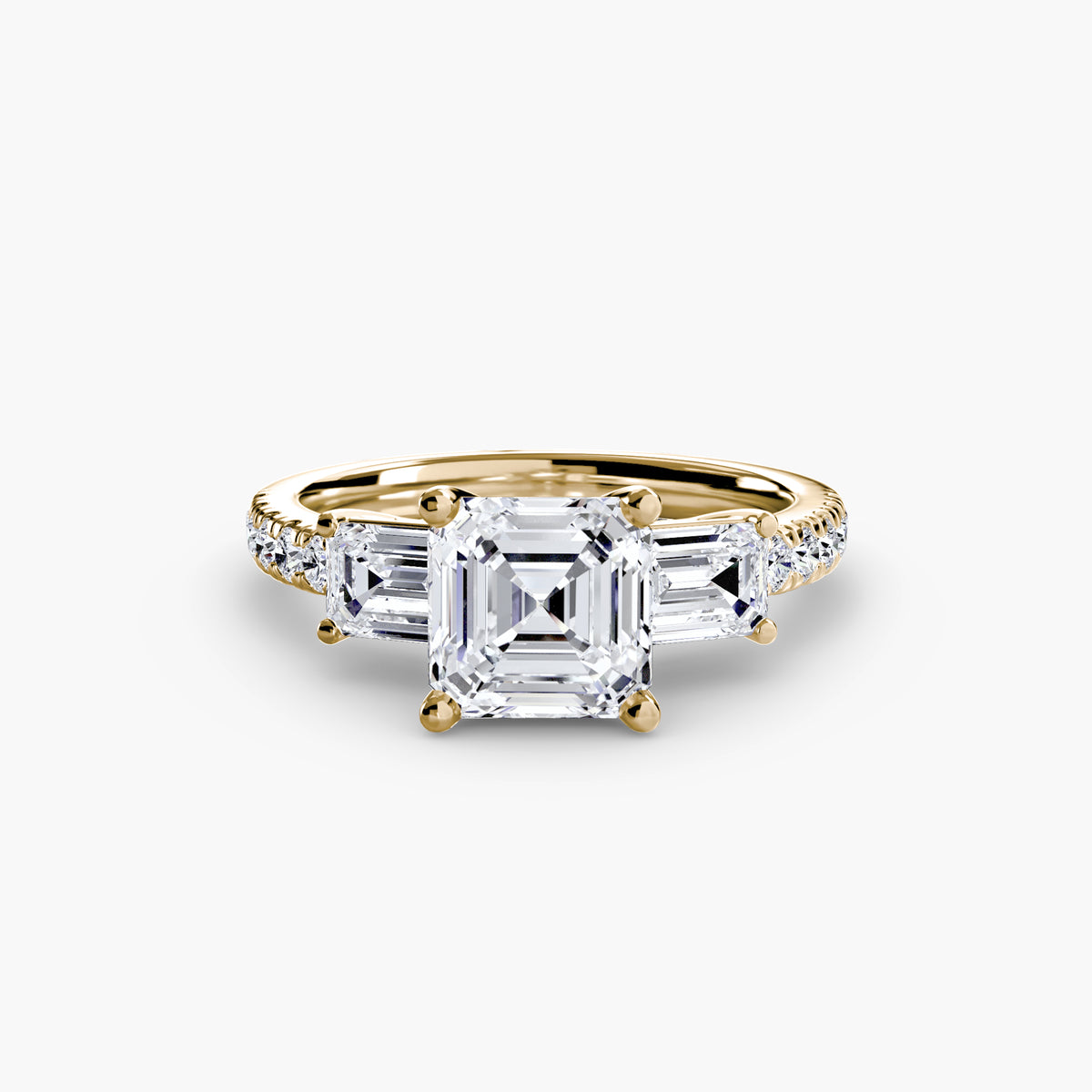 Bague Trois Pierres avec Anneau Pavé (Modèle 4)