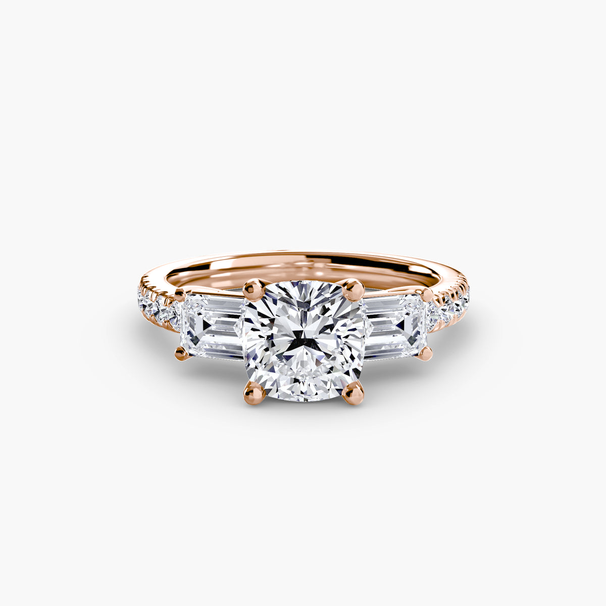 Bague Trois Pierres avec Anneau Pavé (Modèle 4)