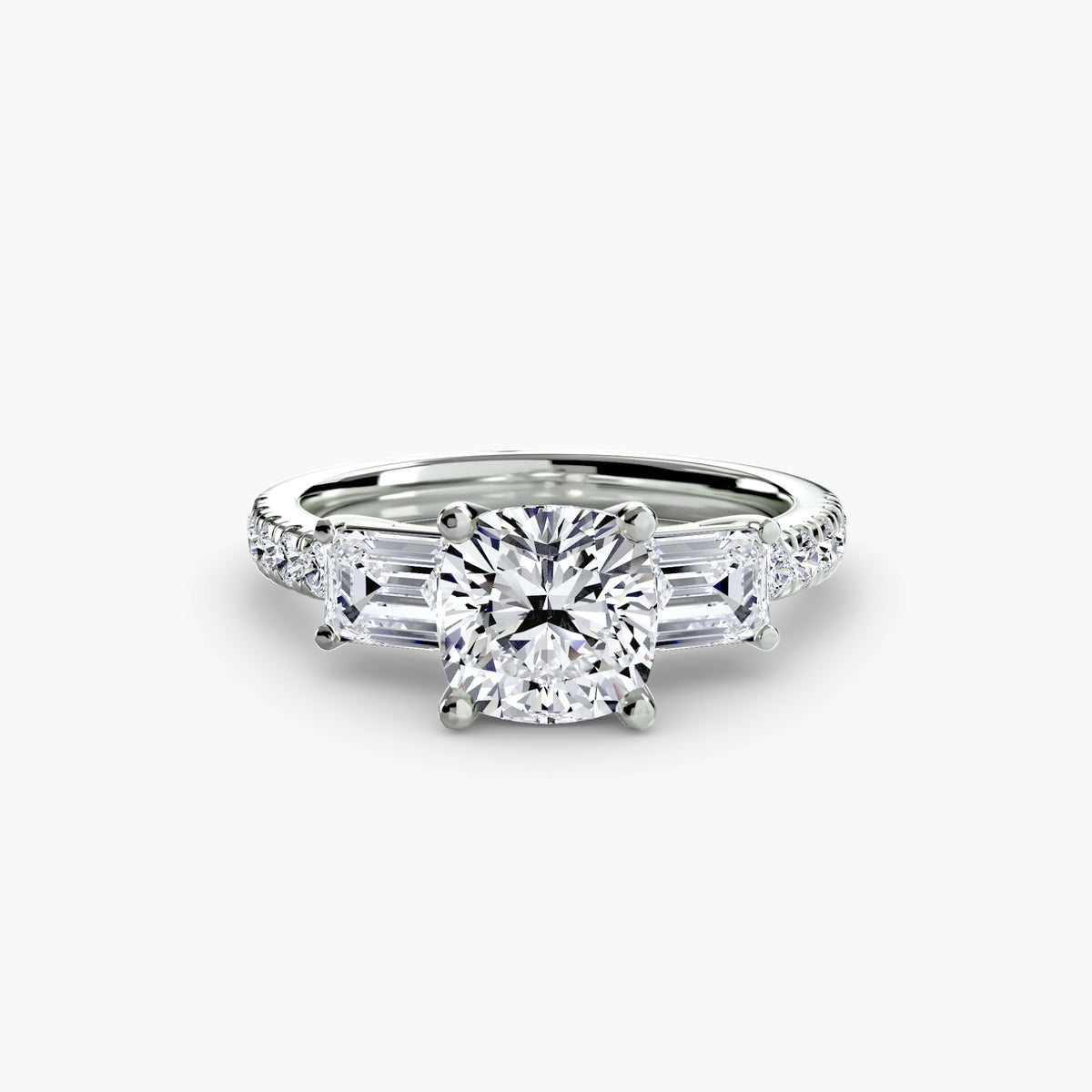 Bague Trois Pierres avec Anneau Pavé (Modèle 4)