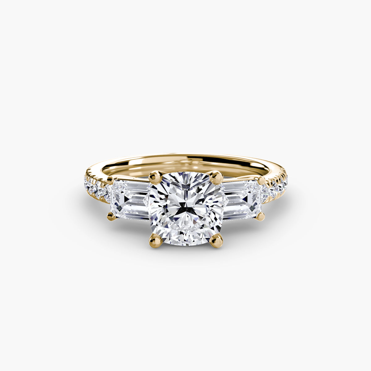 Bague Trois Pierres avec Anneau Pavé (Modèle 4)