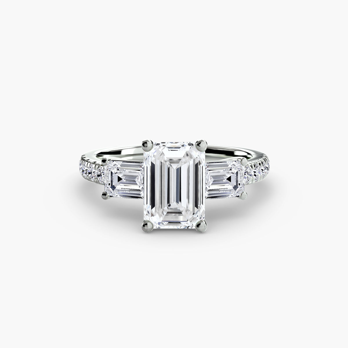 Bague Trois Pierres avec Anneau Pavé (Modèle 4)