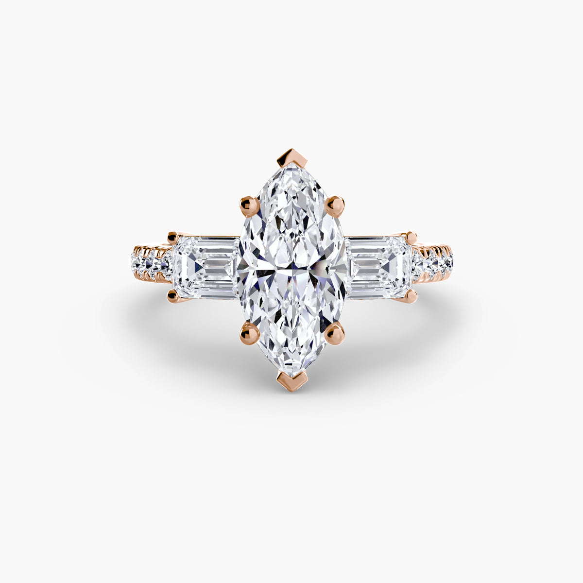 Bague Trois Pierres avec Anneau Pavé (Modèle 4)