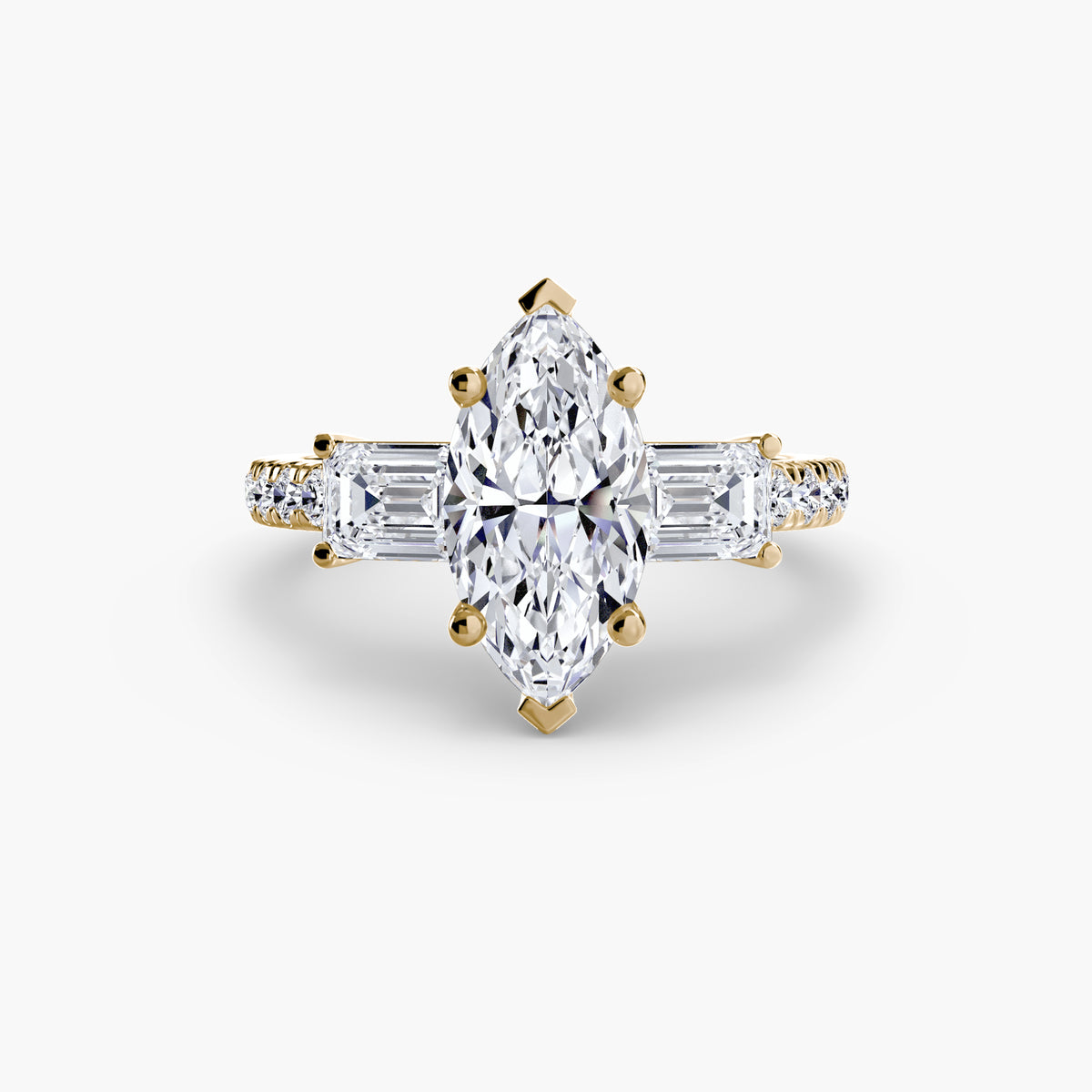 Bague Trois Pierres avec Anneau Pavé (Modèle 4)