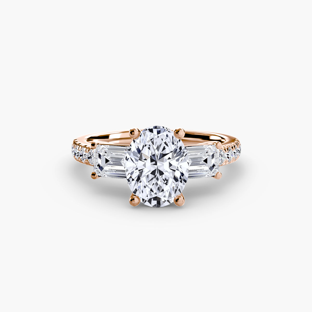 Bague Trois Pierres avec Anneau Pavé (Modèle 4)