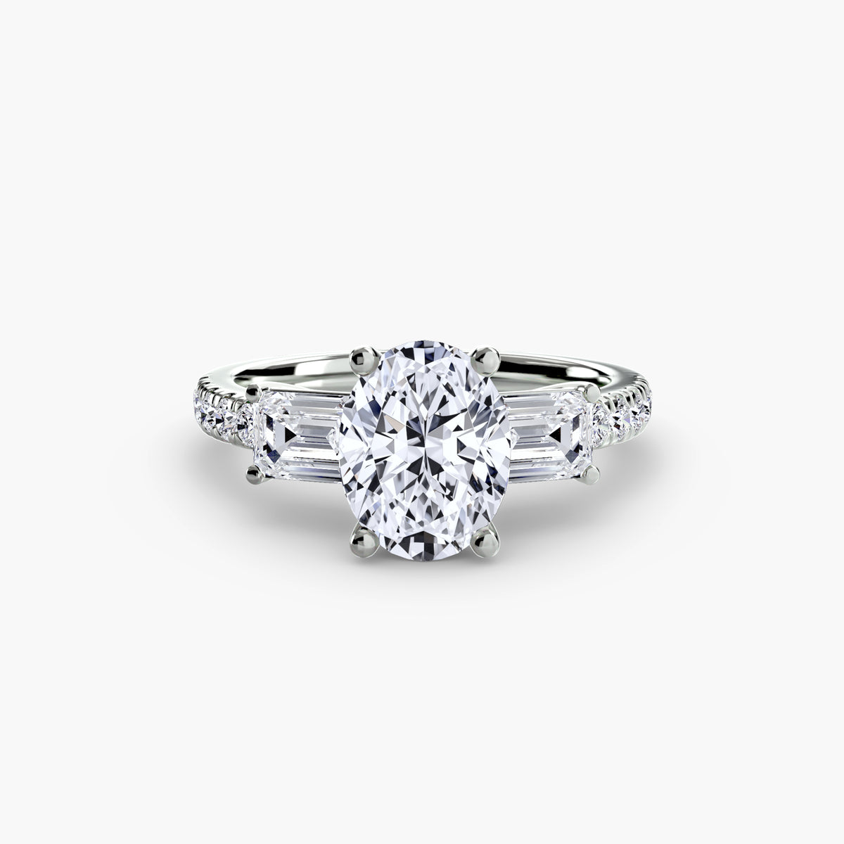Bague Trois Pierres avec Anneau Pavé (Modèle 4)
