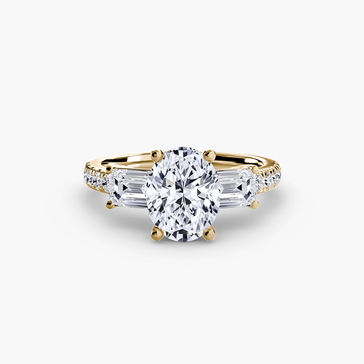 Bague Trois Pierres avec Anneau Pavé (Modèle 4)