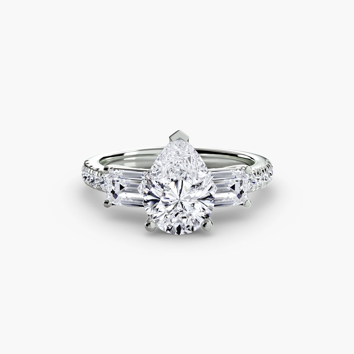 Bague Trois Pierres avec Anneau Pavé (Modèle 4)