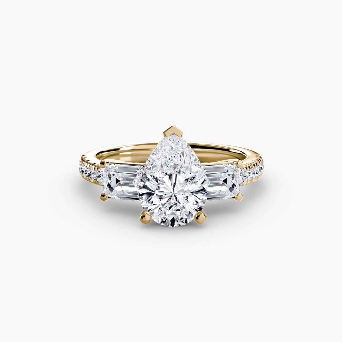 Bague Trois Pierres avec Anneau Pavé (Modèle 4)