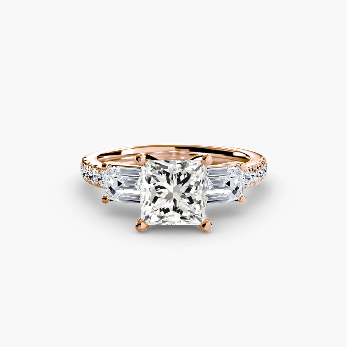 Bague Trois Pierres avec Anneau Pavé (Modèle 4)