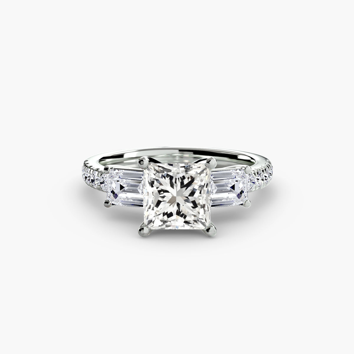 Bague Trois Pierres avec Anneau Pavé (Modèle 4)