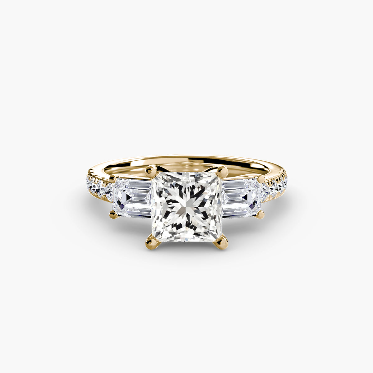 Bague Trois Pierres avec Anneau Pavé (Modèle 4)