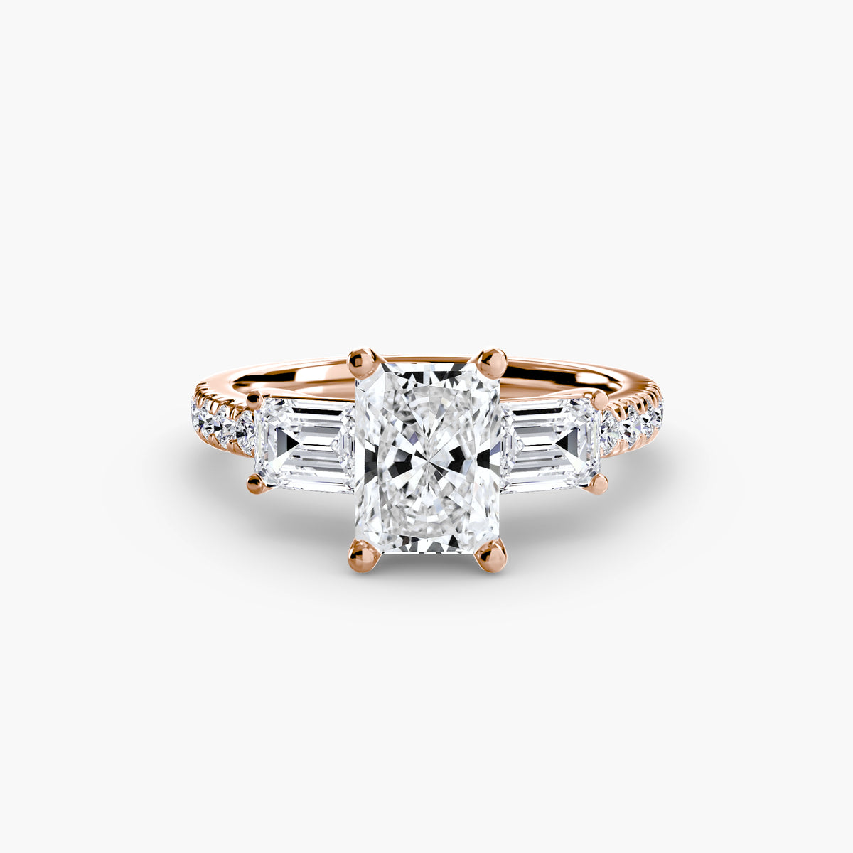 Bague Trois Pierres avec Anneau Pavé (Modèle 4)