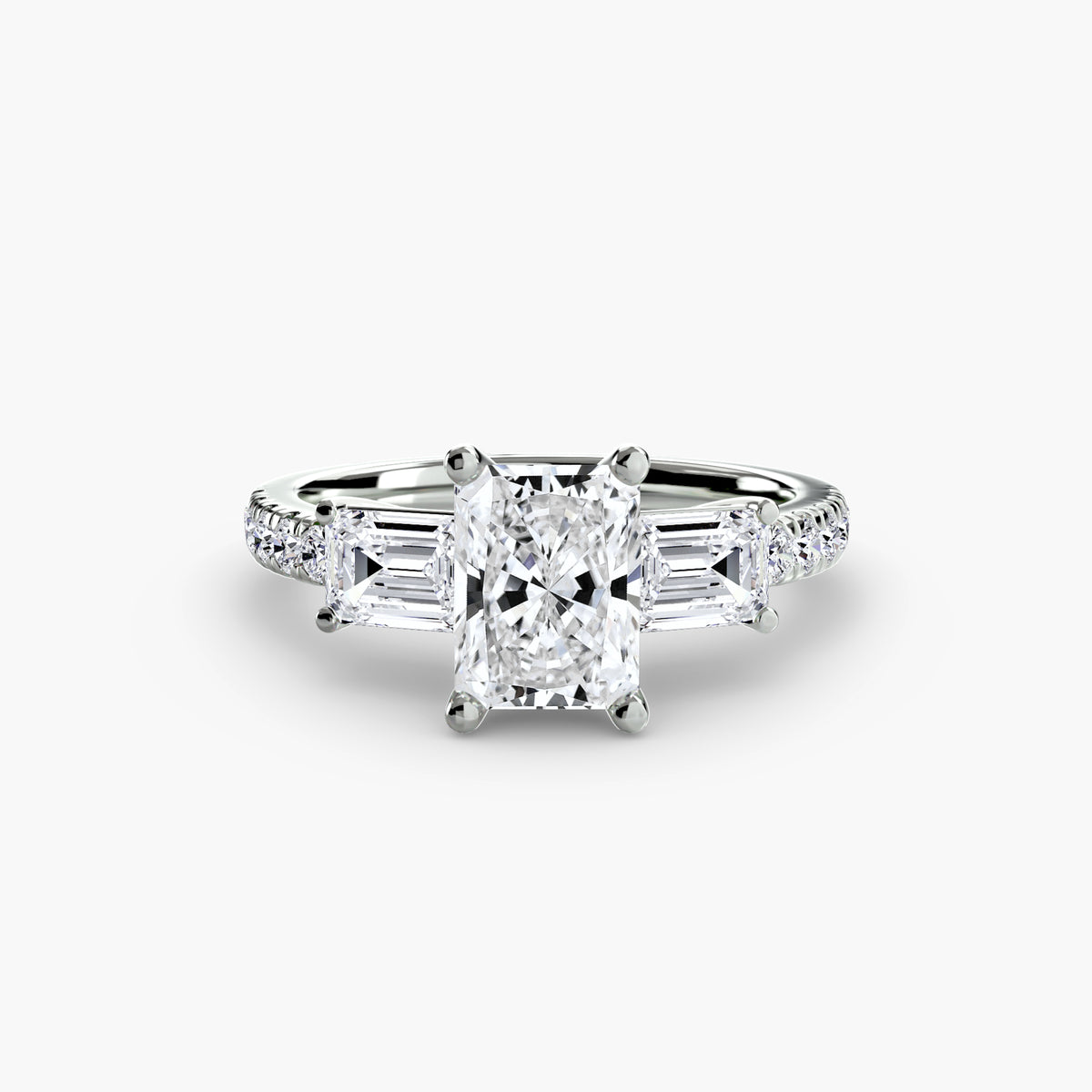 Bague Trois Pierres avec Anneau Pavé (Modèle 4)