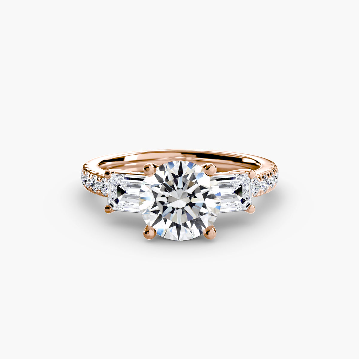 Bague Trois Pierres avec Anneau Pavé (Modèle 4)