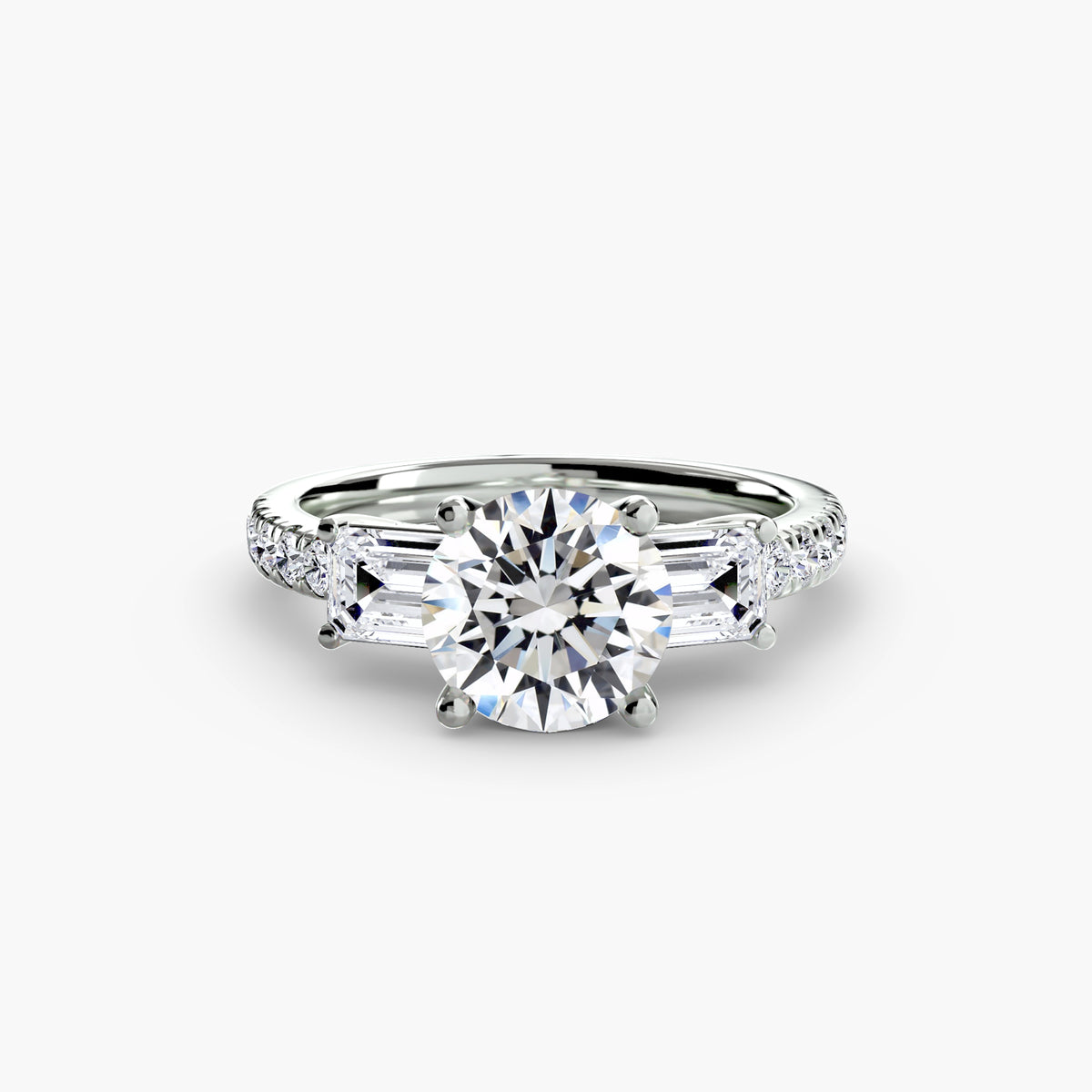 Bague Trois Pierres avec Anneau Pavé (Modèle 4)