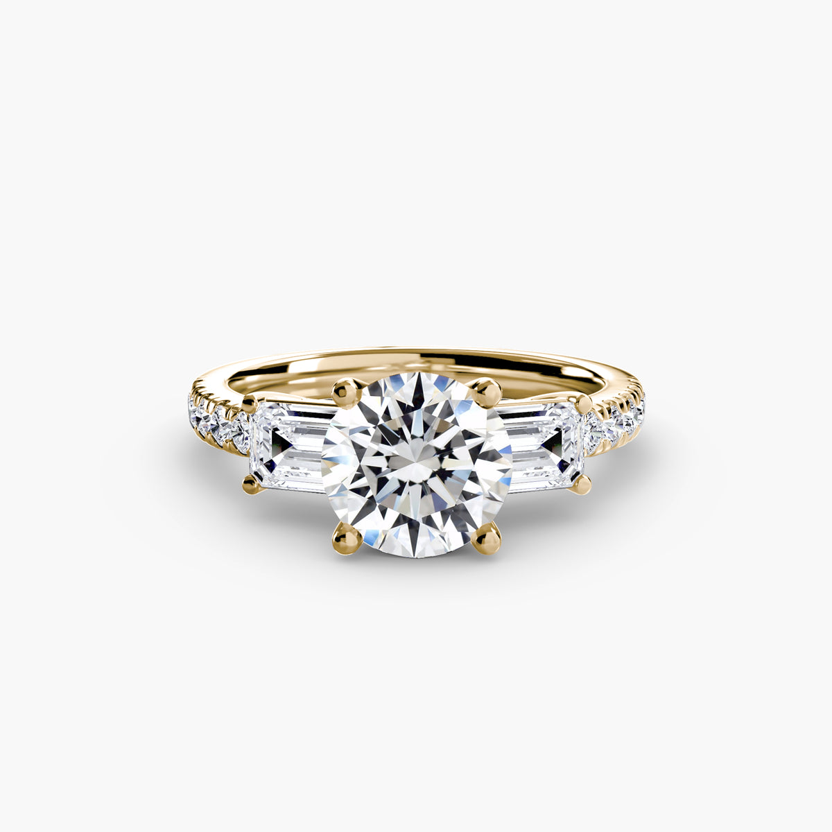 Bague Trois Pierres avec Anneau Pavé (Modèle 4)