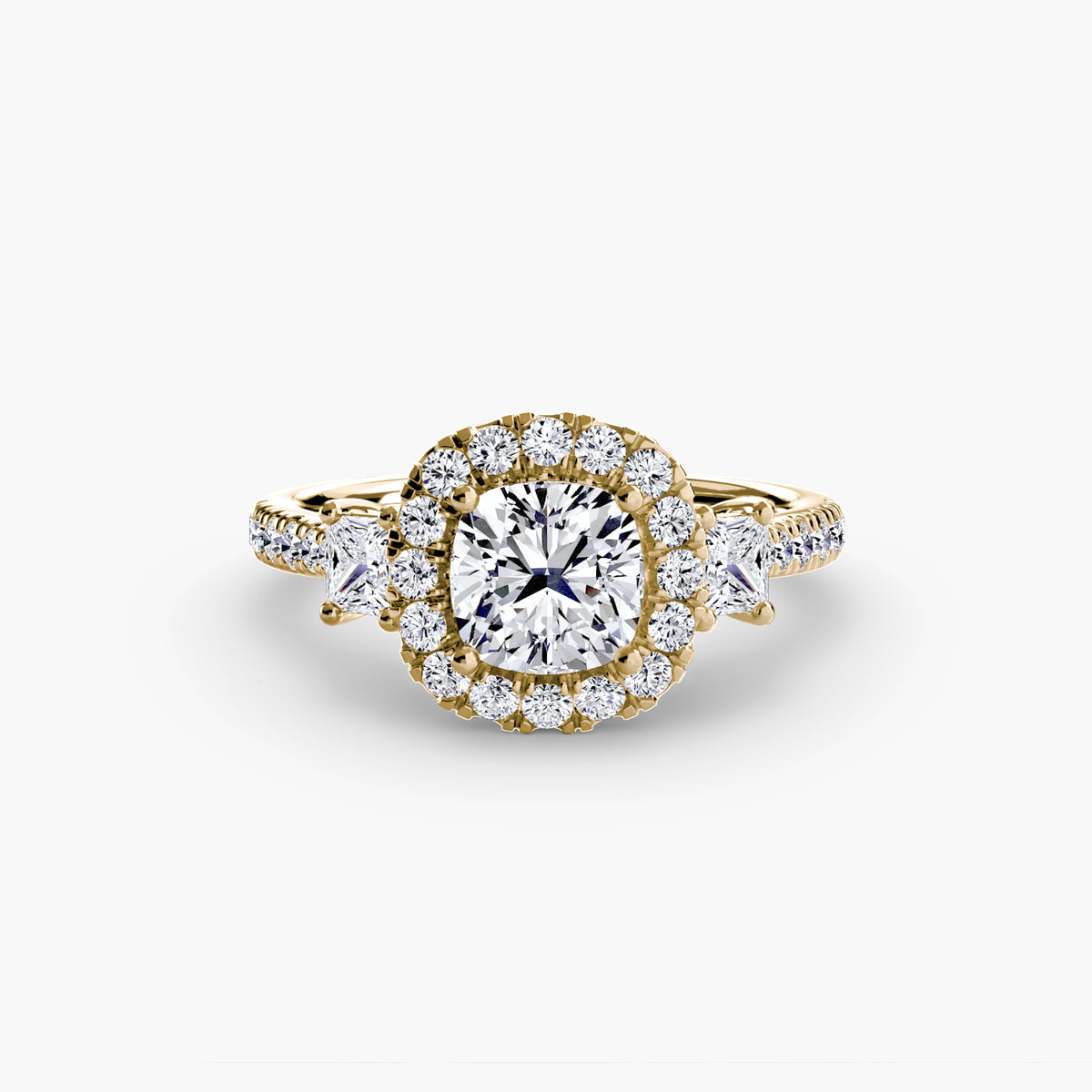 Bague Trois Pierres avec Halo (Modèle 2)