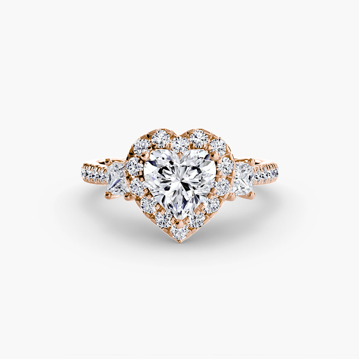 Bague Trois Pierres avec Halo (Modèle 2)