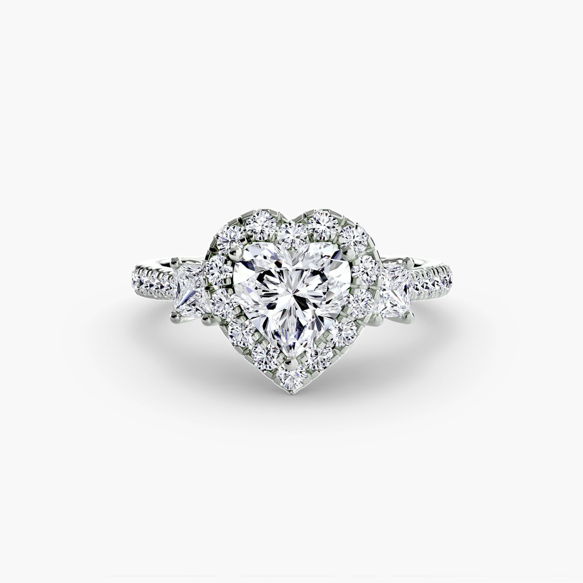 Bague Trois Pierres avec Halo (Modèle 2)
